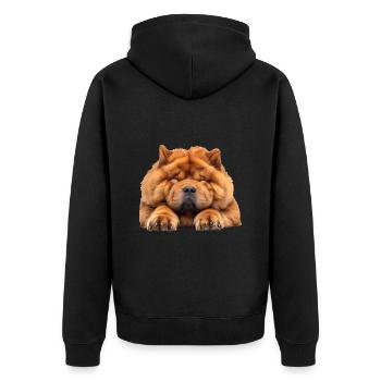 Chow Chow - Unisex Premium Bio Zip Hoodie - Schwarz - Hinten - Nico (187cm)