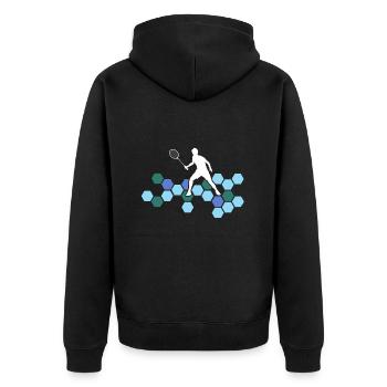 badminton federballspieler badmintonzone - Unisex Premium Bio Zip Hoodie - Schwarz - Hinten - Nico (187cm)