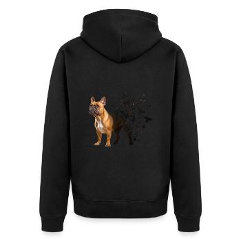 Französische Bulldogge - Unisex Premium Bio Zip Hoodie - Schwarz - Hinten - Nico (187cm)