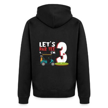 Geschenk für Minigolfspieler - Unisex Premium Bio Zip Hoodie - Schwarz - Hinten - Nico (187cm)