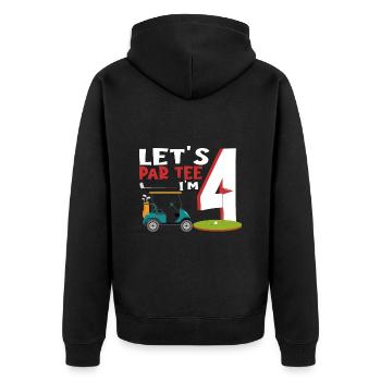 Geschenk für Minigolfspieler - Unisex Premium Bio Zip Hoodie - Schwarz - Hinten - Nico (187cm)