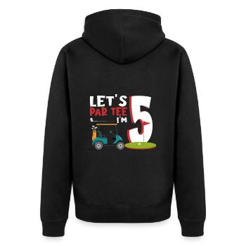 Geschenk für Minigolfspieler - Unisex Premium Bio Zip Hoodie - Schwarz - Hinten - Nico (187cm)