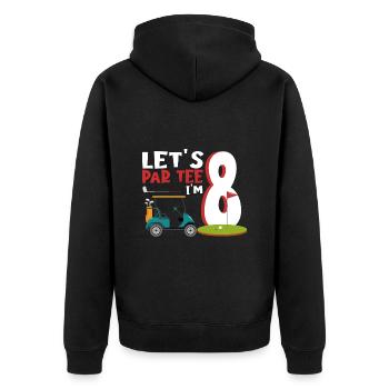 Geschenk für Minigolfspieler - Unisex Premium Bio Zip Hoodie - Schwarz - Hinten - Nico (187cm)