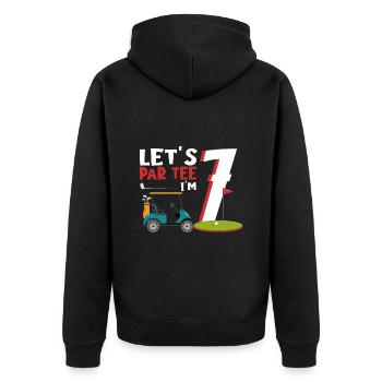 Geschenk für Minigolfspieler - Unisex Premium Bio Zip Hoodie - Schwarz - Hinten - Nico (187cm)