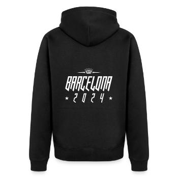 Barcelona 2024 - Unisex Premium Bio Zip Hoodie - Schwarz - Hinten - Nico (187cm)