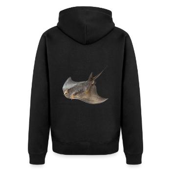 Stachelrochen - Unisex Premium Bio Zip Hoodie - Schwarz - Hinten - Nico (187cm)
