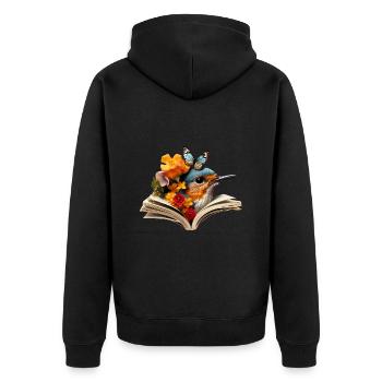 Robin Lesen Buch - Unisex Premium Bio Zip Hoodie - Schwarz - Hinten - Nico (187cm)