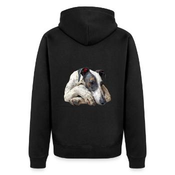 Whippet - Unisex Premium Bio Zip Hoodie - Schwarz - Hinten - Nico (187cm)