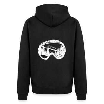 Skibrille Piste Berge - Unisex Premium Bio Zip Hoodie - Schwarz - Hinten - Nico (187cm)