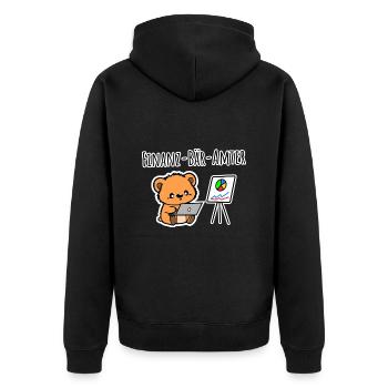 A CUTE Finance Bear Offices from the Tax Office - Unisex Premium Organic Zip Hoodie - black - Back - Nico (187cm)