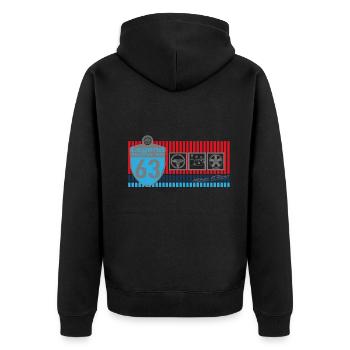 Legend Born In - Unisex Premium Bio Zip Hoodie - Schwarz - Hinten - Nico (187cm)