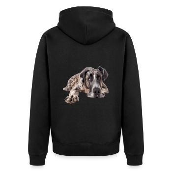 Great Dane - Unisex Premium Bio Zip Hoodie - Schwarz - Hinten - Nico (187cm)