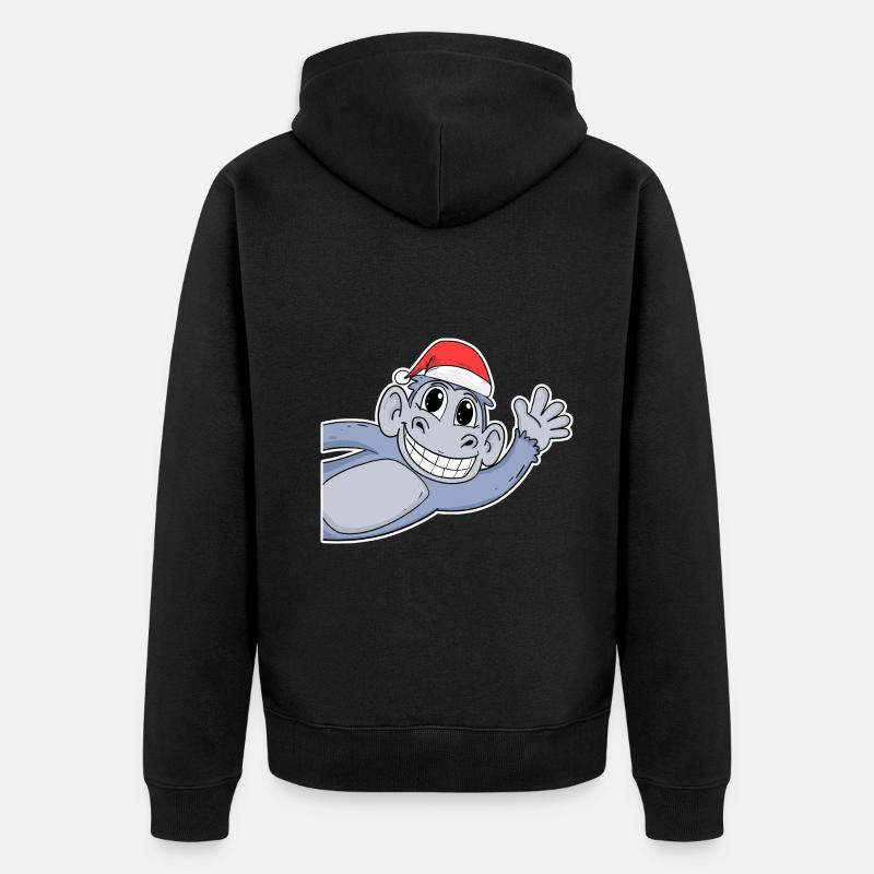 Noël singe - Veste à capuche bio Premium Unisexe - noir