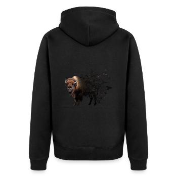 Bison - Unisex Premium Bio Zip Hoodie - Schwarz - Hinten - Nico (187cm)