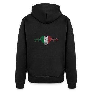 Italien Herzschlag - Unisex Premium Bio Zip Hoodie - Schwarz - Hinten - Nico (187cm)