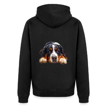 Bernese Mountain Dog - Unisex Premium Bio Zip Hoodie - Schwarz - Hinten - Nico (187cm)