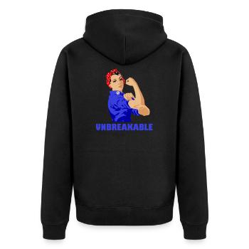 Unbreakable Strong Women Girl Power Feminismus - Unisex Premium Bio Zip Hoodie - Schwarz - Hinten - Nico (187cm)