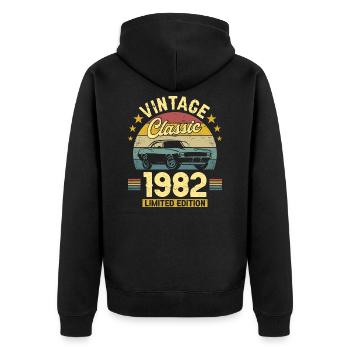 Vintage 1982 Original Anniversaire 40 Ans - Veste à capuche bio Premium Unisexe - noir - Dos - Nico (187cm)