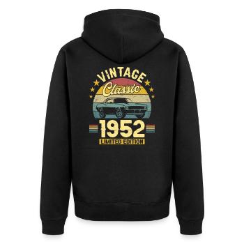 Vintage 1952 Original Anniversary 70 Years - Unisex Premium Organic Zip Hoodie - black - Back - Nico (187cm)