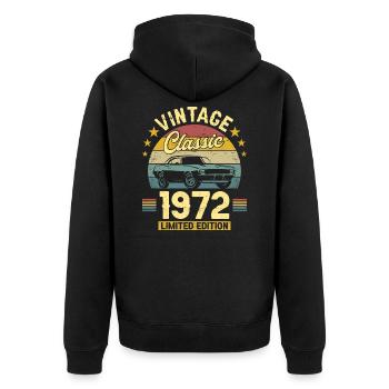 Vintage 1972 Original Anniversaire 50 Ans - Veste à capuche bio Premium Unisexe - noir - Dos - Nico (187cm)