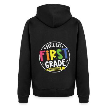 Bonjour Première année Rainbow Girls Boys Équipe d’enseignants - Veste à capuche bio Premium Unisexe - noir - Dos - Nico (187cm)