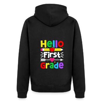 Bonjour Première année Rainbow Girls Boys Équipe d’enseignants - Veste à capuche bio Premium Unisexe - noir - Dos - Nico (187cm)