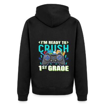 Je suis prêt à écraser les filles arc-en-ciel de 1ère année garçons - Veste à capuche bio Premium Unisexe - noir - Dos - Nico (187cm)