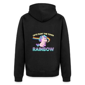Einhorn-regenbogen Lgbt - Unisex Premium Bio Zip Hoodie - Schwarz - Hinten - Nico (187cm)