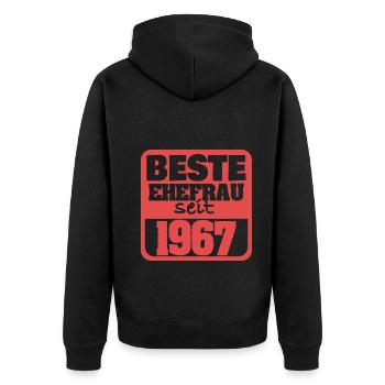 Beste Ehefrau 1967 - Unisex Premium Bio Zip Hoodie - Schwarz - Hinten - Nico (187cm)