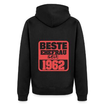 Jahr 1962 - Unisex Premium Bio Zip Hoodie - Schwarz - Hinten - Nico (187cm)