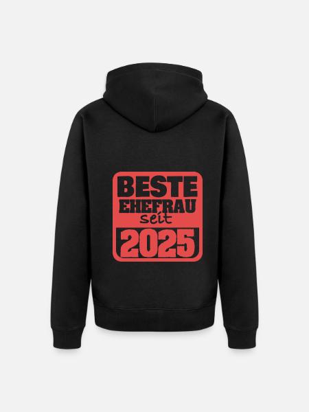 Ehefrau 2025 - Unisex Premium Bio Zip Hoodie - Schwarz