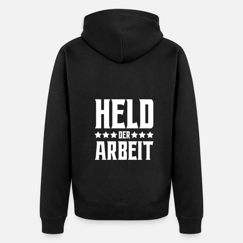 Held der Arbeit - Unisex Premium Bio Zip Hoodie - Schwarz