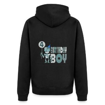 4. Geburtstag Roboter - Unisex Premium Bio Zip Hoodie - Schwarz - Hinten - Nico (187cm)