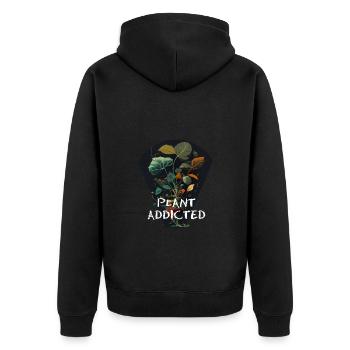 Plant Addicted - Pflanzensüchtig - Unisex Premium Bio Zip Hoodie - Schwarz - Hinten - Nico (187cm)