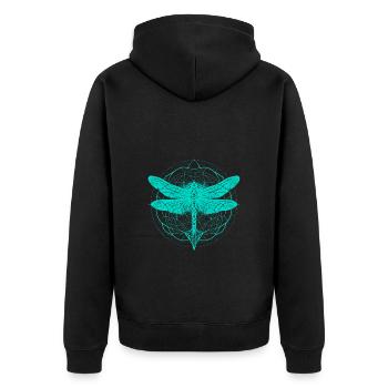 Dragonfly with ornament turquoise - Sacred Geometry - Unisex Premium Organic Zip Hoodie - black - Back - Nico (187cm)