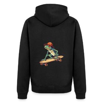 Cool frog ride skateboard - Veste à capuche bio Premium Unisexe - noir - Dos - Nico (187cm)