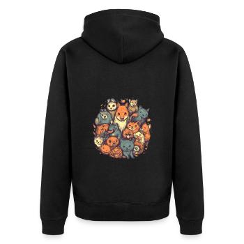 Lustige Tiere, süßes Kinder Tier Motiv - Unisex Premium Bio Zip Hoodie - Schwarz - Hinten - Nico (187cm)