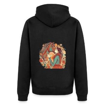 Beau motif de cheval bohème avec femme / fille - Veste à capuche bio Premium Unisexe - noir - Dos - Nico (187cm)