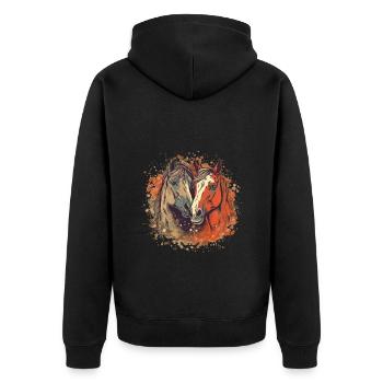 Deux chevaux amoureux - motif cheval - Veste à capuche bio Premium Unisexe - noir - Dos - Nico (187cm)