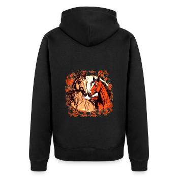Deux chevaux amoureux - Motif cheval - Veste à capuche bio Premium Unisexe - noir - Dos - Nico (187cm)