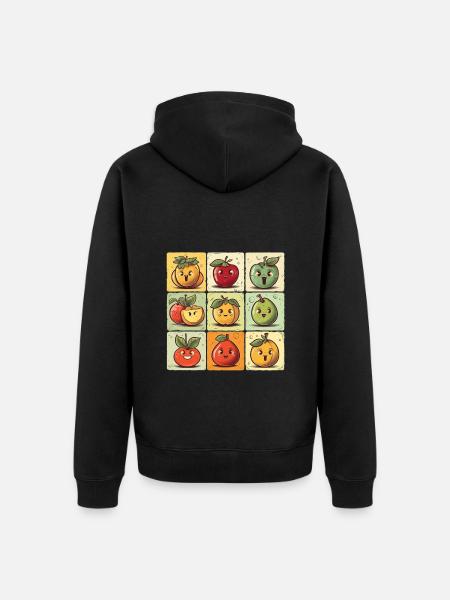 Funny Comic Fruits, Cartoon Fruit - Unisex Premium Organic Zip Hoodie - black