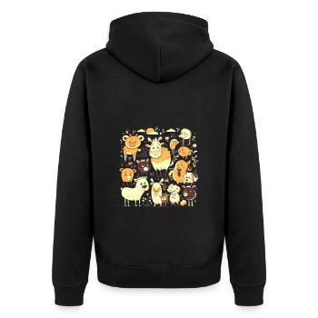 Drôle de bande dessinée Cartoon Farm Animals - Veste à capuche bio Premium Unisexe - noir - Dos - Nico (187cm)
