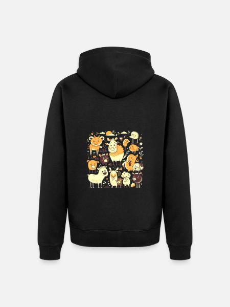 Funny Comic Cartoon Farm Animals - Unisex Premium Organic Zip Hoodie - black