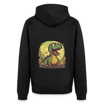 Süßer Dino in grün, niedliches Dinosauriermotiv - Unisex Premium Bio Zip Hoodie - Schwarz - Hinten - Nico (187cm)