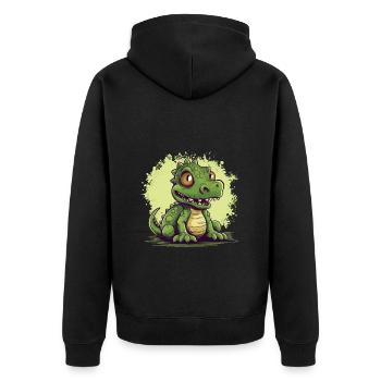 Dino mignon en vert, motif de dinosaure mignon - Veste à capuche bio Premium Unisexe - noir - Dos - Nico (187cm)