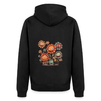 Fleurs de bandes dessinées amusantes, fleurs de dessins animés - Veste à capuche bio Premium Unisexe - noir - Dos - Nico (187cm)
