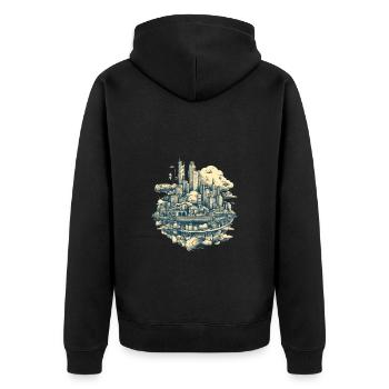 Surréaliste Flying Vintage City - Veste à capuche bio Premium Unisexe - noir - Dos - Nico (187cm)