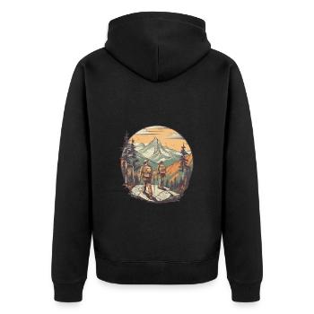 Cool hiker motif - hiking in the mountains - Unisex Premium Organic Zip Hoodie - black - Back - Nico (187cm)