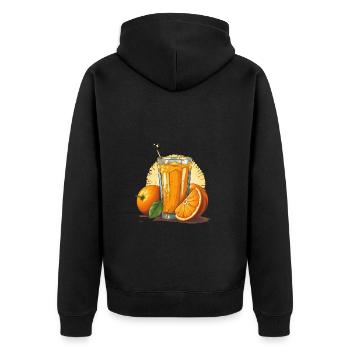 Fruchtiger Orangensaft - National Orange Juice Day - Unisex Premium Bio Zip Hoodie - Schwarz - Hinten - Nico (187cm)