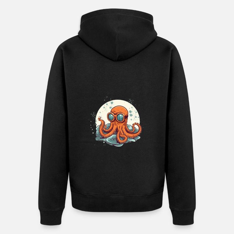 Poulpe comique ringard avec lunettes - Veste à capuche bio Premium Unisexe - noir